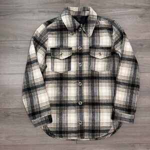 RW & COPlaid Button-Up Shirt Jacket - Black & Cream